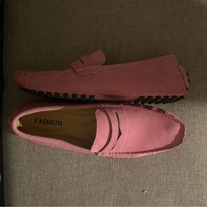 Pink Suede Loafers